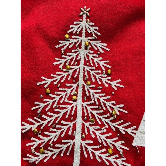 Cynthia Rowley New York Red  Trees Holiday Christmas Mantle Scarf - Picture 2 of 4